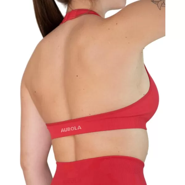 AUROLA Moon Seamless Halter Backless Sport Bra for Women Adjustable Padded Active Workout Gym Yoga Crop Tank Top
