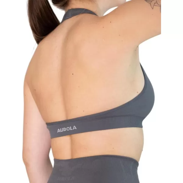 AUROLA Moon Seamless Halter Backless Sport Bra for Women Adjustable Padded Active Workout Gym Yoga Crop Tank Top