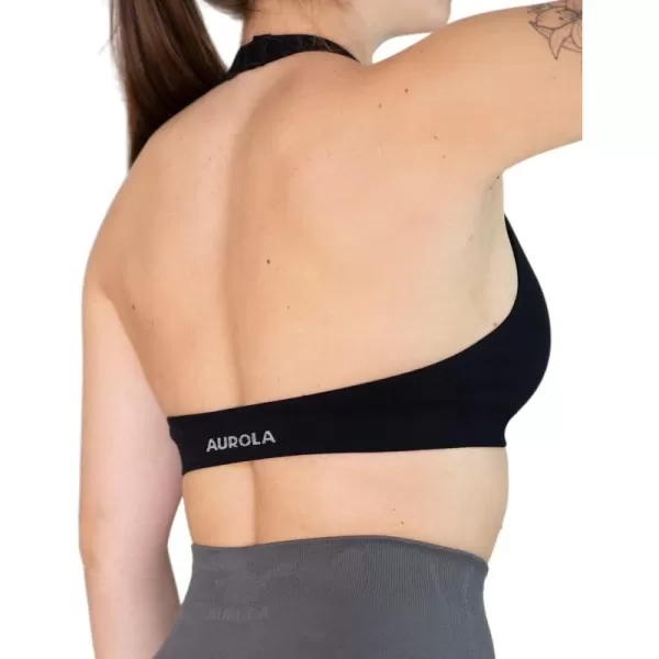 AUROLA Moon Seamless Halter Backless Sport Bra for Women Adjustable Padded Active Workout Gym Yoga Crop Tank Top