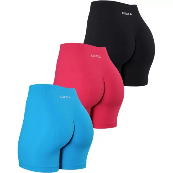 AUROLA Power Scrunch Butt Workout Shorts for Women Seamless Gym Shorts High Waist Tummy Control Yoga Biker Shorts)