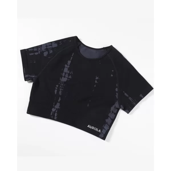 AUROLA Serpent Snake Seamless Workout T-Shirts for Women,Short Sleeve Crop Top Gym Yoga Athletic Shirts Tee