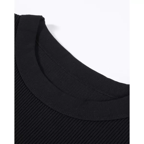 AUROLA Essentials Rib Seamless Sleeveless Tank for Women Subtle Logo Round Neck Active Workout Crop Tops