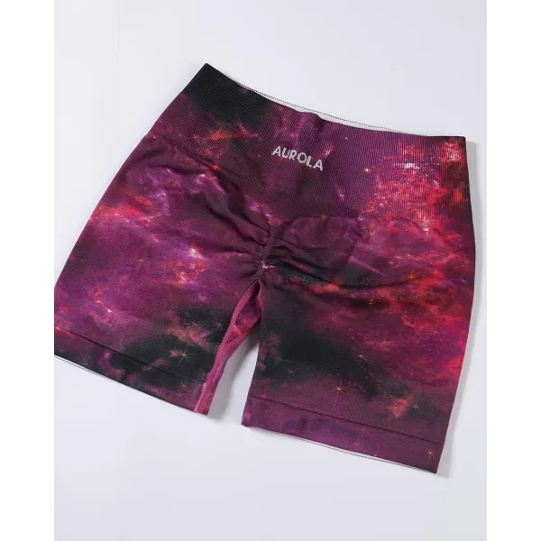 AUROLA Print Collection Fashion Shorts for Women,Inside White Scrunch Seamless Active Workout Roll Up Shorts