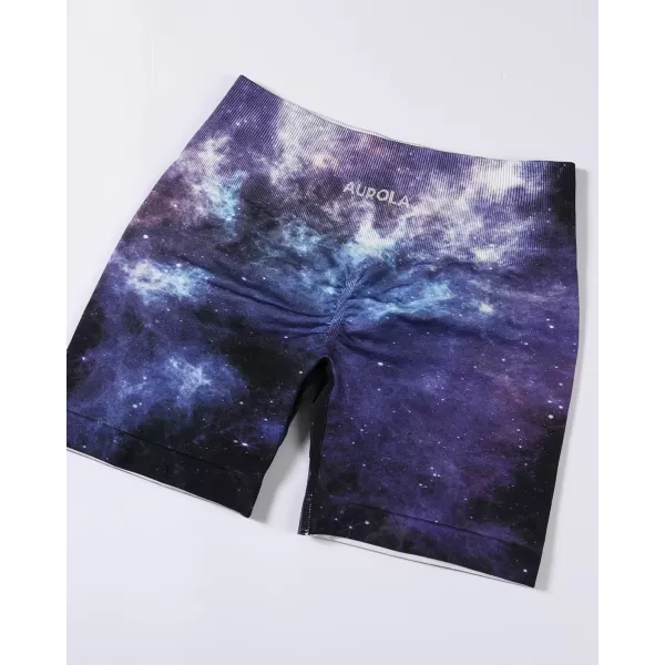 AUROLA Print Collection Fashion Shorts for Women,Inside White Scrunch Seamless Active Workout Roll Up Shorts