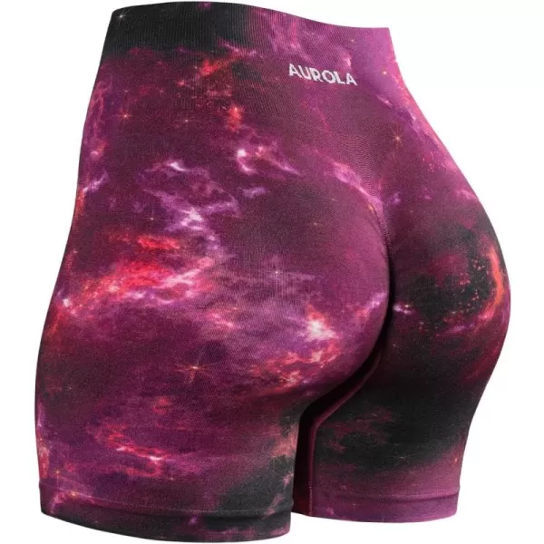 AUROLA Print Collection Fashion Shorts for Women,Inside White Scrunch Seamless Active Workout Roll Up Shorts