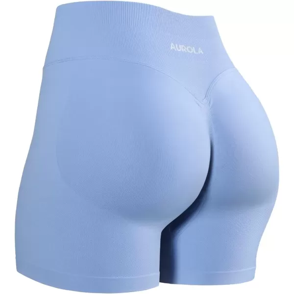 imageAUROLA Influence Workout Shorts for Women25 35 45 55 65 No Roll Up Squat Proof Scrunch Seamless Compression Gym ShortAiry Blue