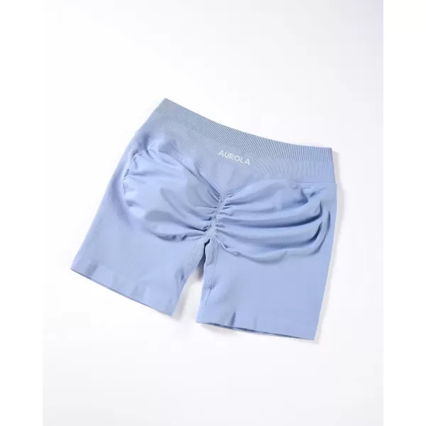 imageAUROLA Influence Workout Shorts for Women25 35 45 55 65 No Roll Up Squat Proof Scrunch Seamless Compression Gym ShortAiry Blue