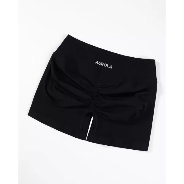 imageAUROLA Influence Workout Shorts for Women25 35 45 55 65 No Roll Up Squat Proof Scrunch Seamless Compression Gym ShortBlack