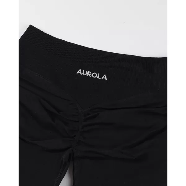 imageAUROLA Influence Workout Shorts for Women25 35 45 55 65 No Roll Up Squat Proof Scrunch Seamless Compression Gym ShortBlack
