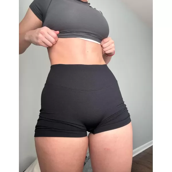 imageAUROLA Influence Workout Shorts for Women25 35 45 55 65 No Roll Up Squat Proof Scrunch Seamless Compression Gym ShortBlack