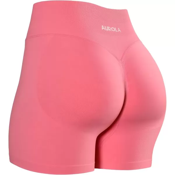 imageAUROLA Influence Workout Shorts for Women25 35 45 55 65 No Roll Up Squat Proof Scrunch Seamless Compression Gym ShortBubblegum