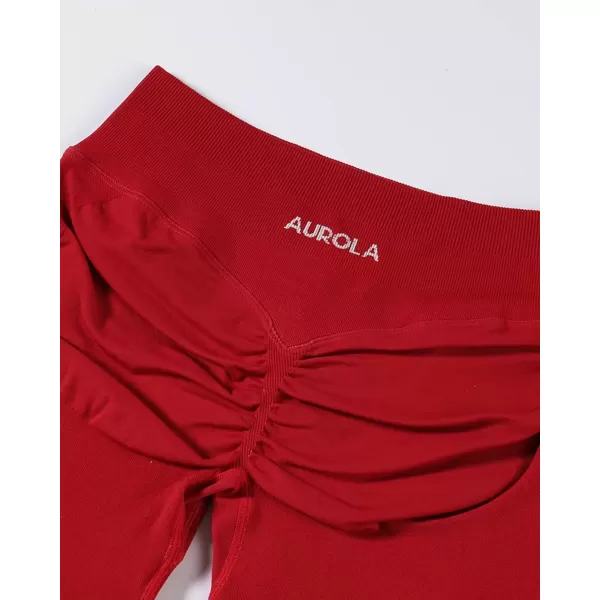 imageAUROLA Influence Workout Shorts for Women25 35 45 55 65 No Roll Up Squat Proof Scrunch Seamless Compression Gym ShortChili Red
