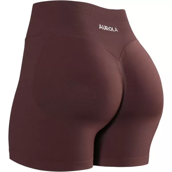 imageAUROLA Influence Workout Shorts for Women25 35 45 55 65 No Roll Up Squat Proof Scrunch Seamless Compression Gym ShortCinnamon