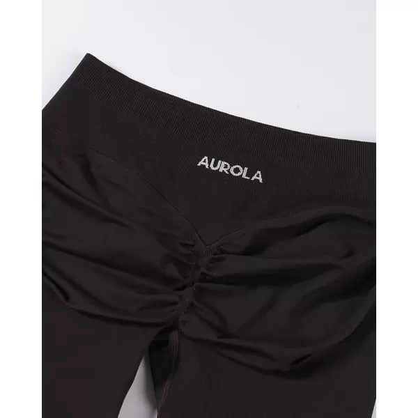 imageAUROLA Influence Workout Shorts for Women25 35 45 55 65 No Roll Up Squat Proof Scrunch Seamless Compression Gym ShortCoffee