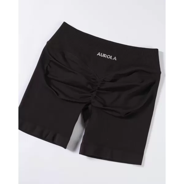 imageAUROLA Influence Workout Shorts for Women25 35 45 55 65 No Roll Up Squat Proof Scrunch Seamless Compression Gym ShortCoffee