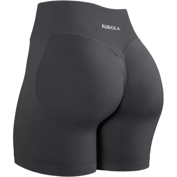 imageAUROLA Influence Workout Shorts for Women25 35 45 55 65 No Roll Up Squat Proof Scrunch Seamless Compression Gym ShortDark Grey