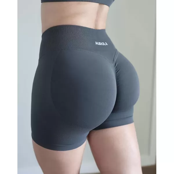 imageAUROLA Influence Workout Shorts for Women25 35 45 55 65 No Roll Up Squat Proof Scrunch Seamless Compression Gym ShortDark Grey
