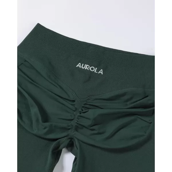 imageAUROLA Influence Workout Shorts for Women25 35 45 55 65 No Roll Up Squat Proof Scrunch Seamless Compression Gym ShortEden Green