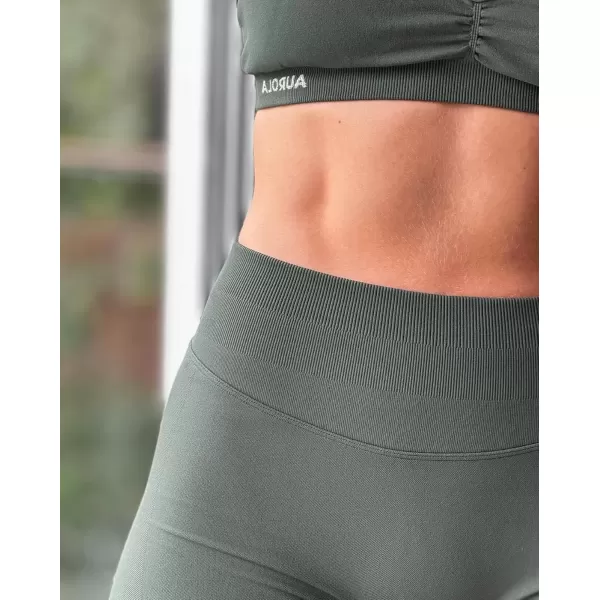 imageAUROLA Influence Workout Shorts for Women25 35 45 55 65 No Roll Up Squat Proof Scrunch Seamless Compression Gym ShortEden Green
