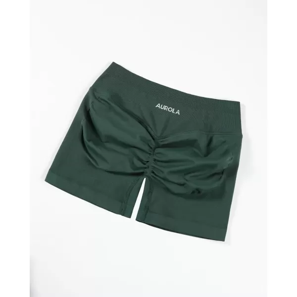 imageAUROLA Influence Workout Shorts for Women25 35 45 55 65 No Roll Up Squat Proof Scrunch Seamless Compression Gym ShortEden Green