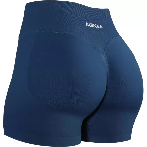 imageAUROLA Influence Workout Shorts for Women25 35 45 55 65 No Roll Up Squat Proof Scrunch Seamless Compression Gym ShortEnsign Blue