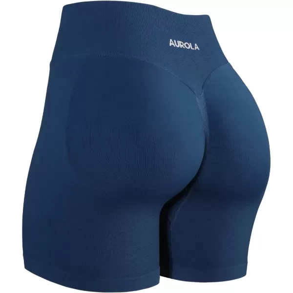 imageAUROLA Influence Workout Shorts for Women25 35 45 55 65 No Roll Up Squat Proof Scrunch Seamless Compression Gym ShortEnsign Blue