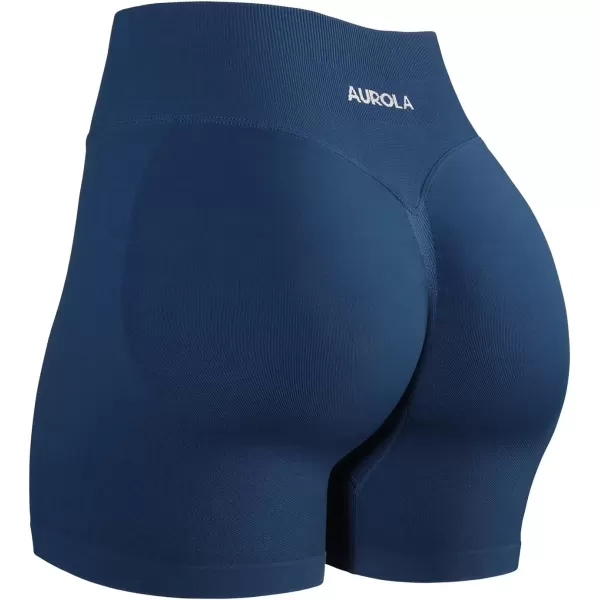 imageAUROLA Influence Workout Shorts for Women25 35 45 55 65 No Roll Up Squat Proof Scrunch Seamless Compression Gym ShortEnsign Blue