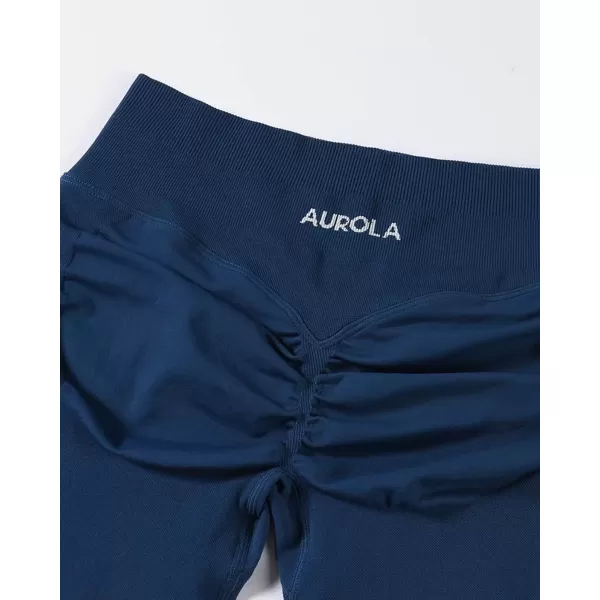 imageAUROLA Influence Workout Shorts for Women25 35 45 55 65 No Roll Up Squat Proof Scrunch Seamless Compression Gym ShortEnsign Blue