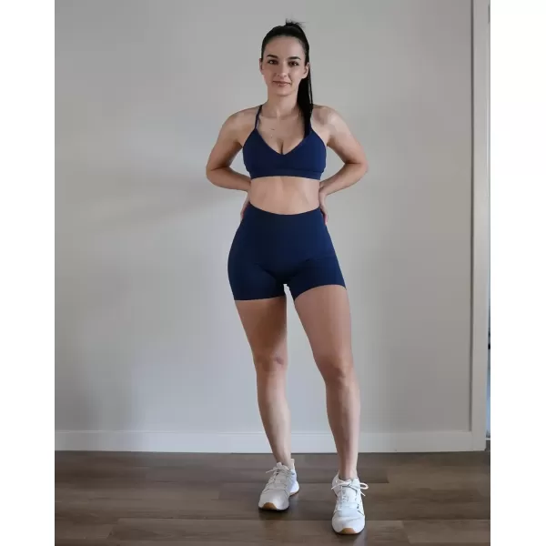 imageAUROLA Influence Workout Shorts for Women25 35 45 55 65 No Roll Up Squat Proof Scrunch Seamless Compression Gym ShortEnsign Blue