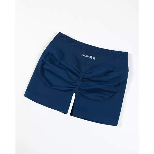 imageAUROLA Influence Workout Shorts for Women25 35 45 55 65 No Roll Up Squat Proof Scrunch Seamless Compression Gym ShortEnsign Blue