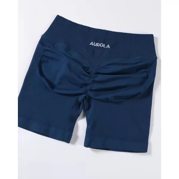 imageAUROLA Influence Workout Shorts for Women25 35 45 55 65 No Roll Up Squat Proof Scrunch Seamless Compression Gym ShortEnsign Blue