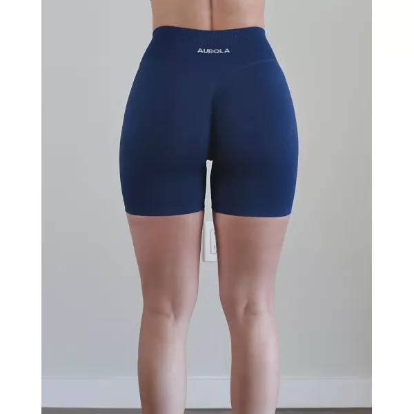 imageAUROLA Influence Workout Shorts for Women25 35 45 55 65 No Roll Up Squat Proof Scrunch Seamless Compression Gym ShortEnsign Blue