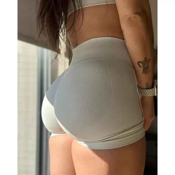 imageAUROLA Influence Workout Shorts for Women25 35 45 55 65 No Roll Up Squat Proof Scrunch Seamless Compression Gym ShortGlacier Gray