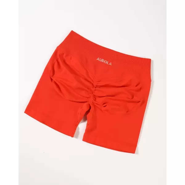 imageAUROLA Influence Workout Shorts for Women25 35 45 55 65 No Roll Up Squat Proof Scrunch Seamless Compression Gym ShortHalloween Orange