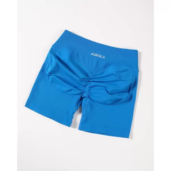 imageAUROLA Influence Workout Shorts for Women25 35 45 55 65 No Roll Up Squat Proof Scrunch Seamless Compression Gym ShortIndigo