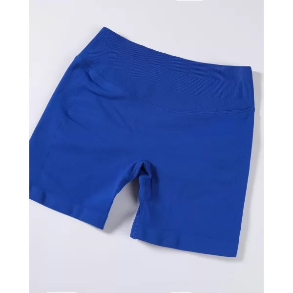 imageAUROLA Influence Workout Shorts for Women25 35 45 55 65 No Roll Up Squat Proof Scrunch Seamless Compression Gym ShortKlein Blue