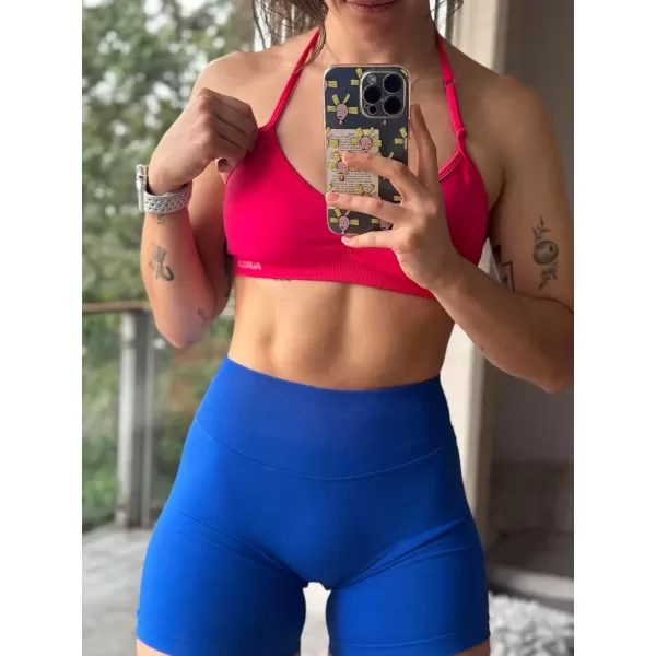imageAUROLA Influence Workout Shorts for Women25 35 45 55 65 No Roll Up Squat Proof Scrunch Seamless Compression Gym ShortKlein Blue