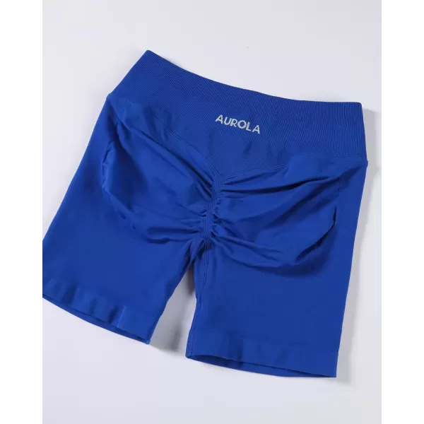 imageAUROLA Influence Workout Shorts for Women25 35 45 55 65 No Roll Up Squat Proof Scrunch Seamless Compression Gym ShortKlein Blue