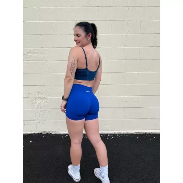 imageAUROLA Influence Workout Shorts for Women25 35 45 55 65 No Roll Up Squat Proof Scrunch Seamless Compression Gym ShortKlein Blue