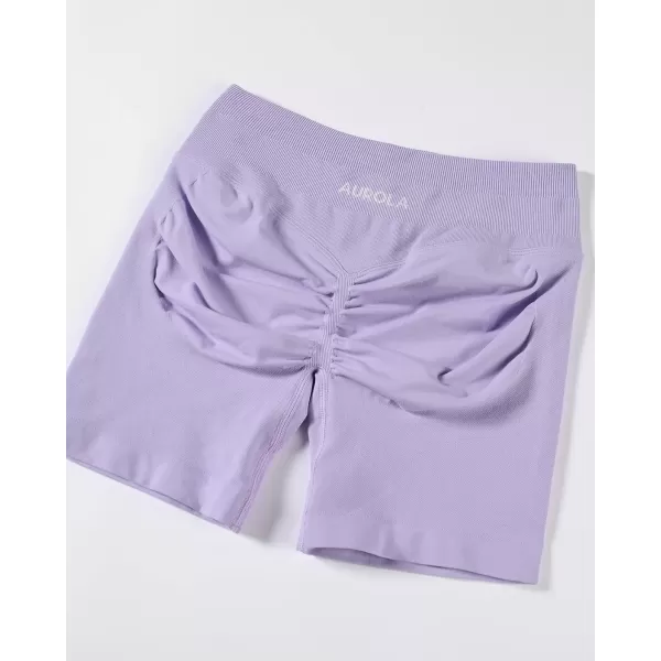 imageAUROLA Influence Workout Shorts for Women25 35 45 55 65 No Roll Up Squat Proof Scrunch Seamless Compression Gym ShortLavender