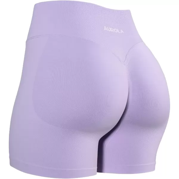 imageAUROLA Influence Workout Shorts for Women25 35 45 55 65 No Roll Up Squat Proof Scrunch Seamless Compression Gym ShortLavender