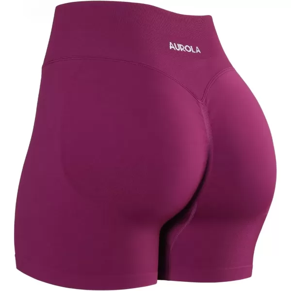 imageAUROLA Influence Workout Shorts for Women25 35 45 55 65 No Roll Up Squat Proof Scrunch Seamless Compression Gym ShortMagenta