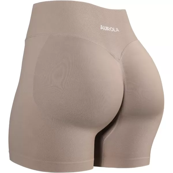 imageAUROLA Influence Workout Shorts for Women25 35 45 55 65 No Roll Up Squat Proof Scrunch Seamless Compression Gym ShortNatural