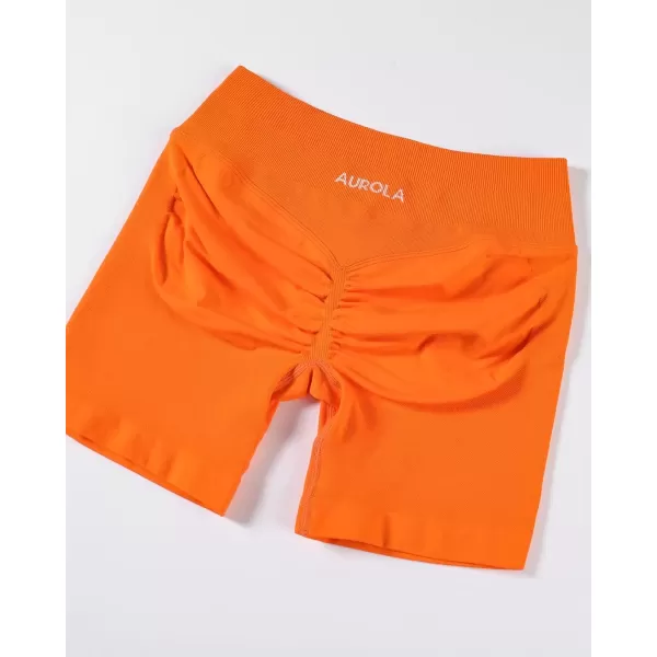 imageAUROLA Influence Workout Shorts for Women25 35 45 55 65 No Roll Up Squat Proof Scrunch Seamless Compression Gym ShortPersimmon Orange