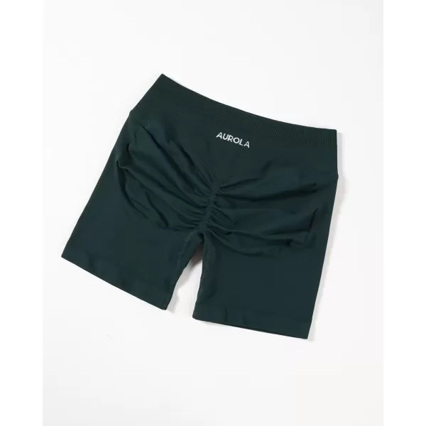 imageAUROLA Influence Workout Shorts for Women25 35 45 55 65 No Roll Up Squat Proof Scrunch Seamless Compression Gym ShortPonderosa Green