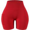 imageAUROLA Side Pockets Influence Shorts 45 Squat Proof Seamless Workout Shorts for Women Gym Running Yoga ShortsChili Red