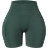 imageAUROLA Side Pockets Influence Shorts 45 Squat Proof Seamless Workout Shorts for Women Gym Running Yoga ShortsEden Green