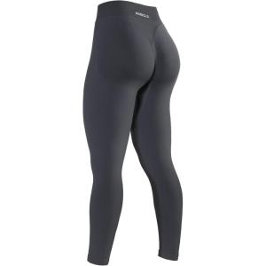 imageAUROLA Influence Workout Leggings for Women Seamless Compression Tummy Control Leggings Mid Rise Yoga PantsDark Grey
