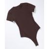 imageAUROLA Everyday Crew Neck Bodysuits ShirtsGoing Out Short Sleeve Casual Basic Stretchy Fashion One PieceBrown Stone