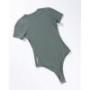 imageAUROLA Everyday Crew Neck Bodysuits ShirtsGoing Out Short Sleeve Casual Basic Stretchy Fashion One PieceGreen Pine